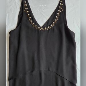 New York & Company Black Embellished Camisole With Multiple Layers